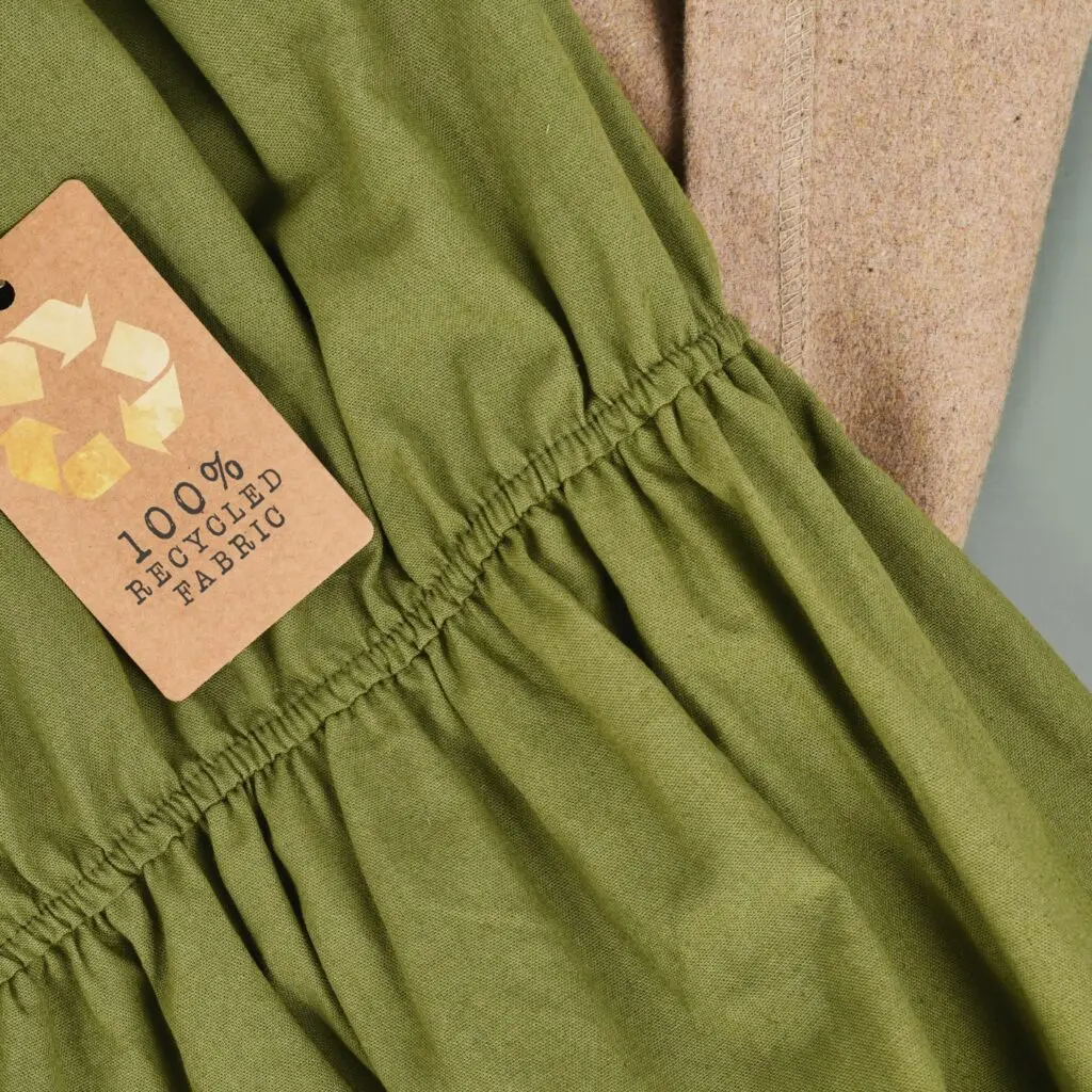 A clothing label showcasing eco-friendly certification
