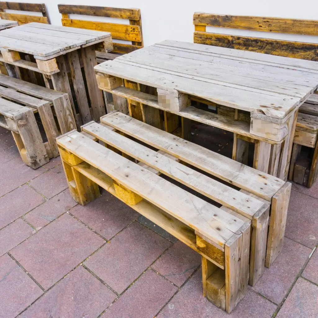A creative upcycled project of refurbished tables
