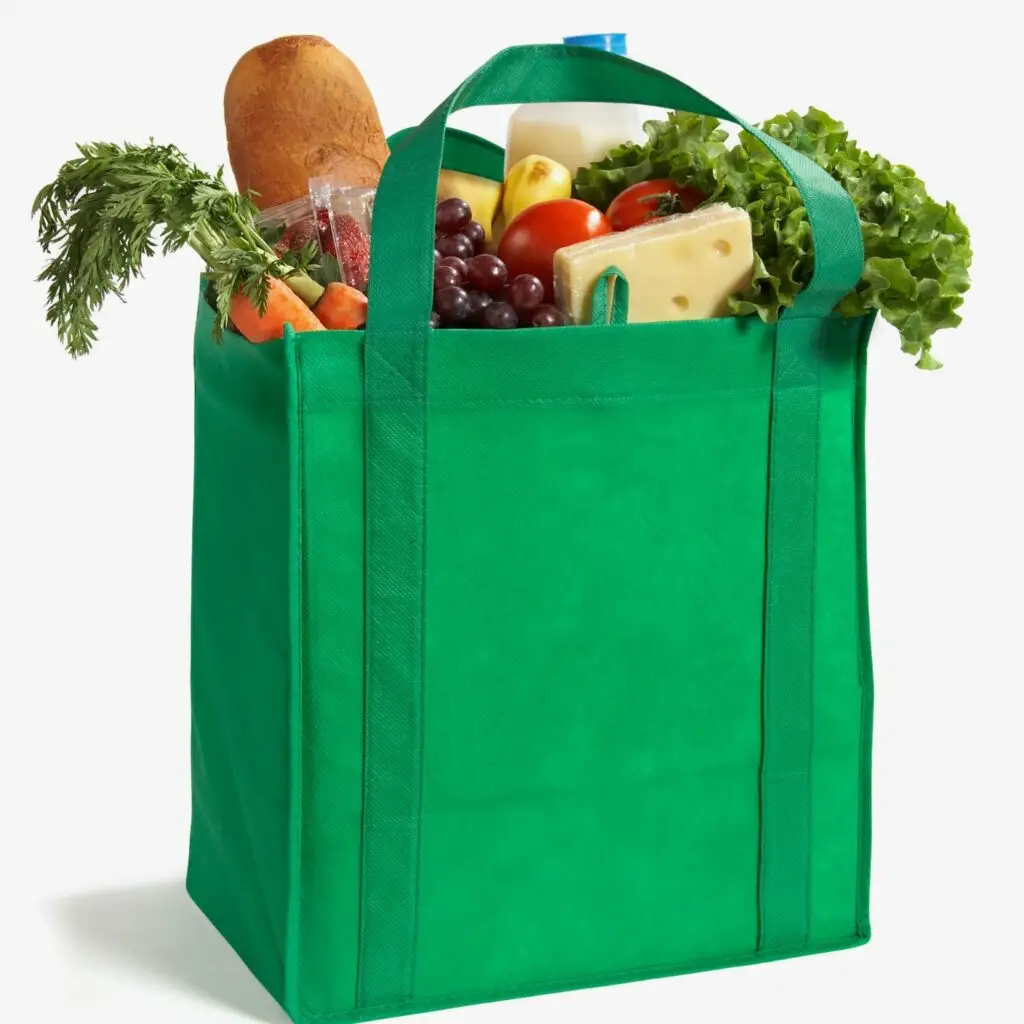 A Vibrant Shot of Reusable Bags at a Farmers Market
