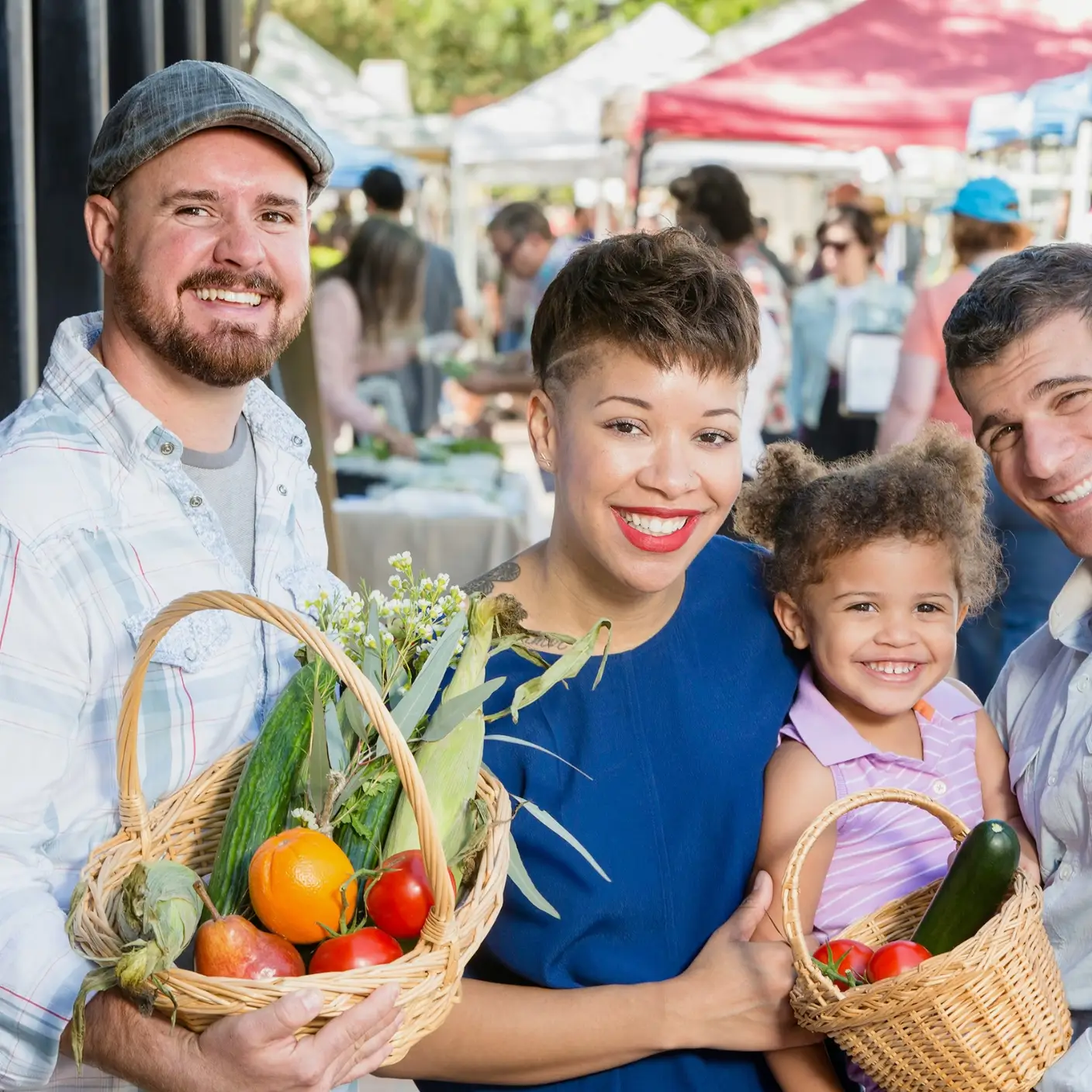 Basket filled with goods from the Farmers Market