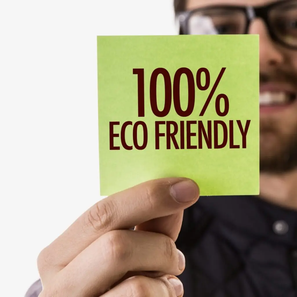 Flashy Advert with exaggerated claims of 100% eco-friendly