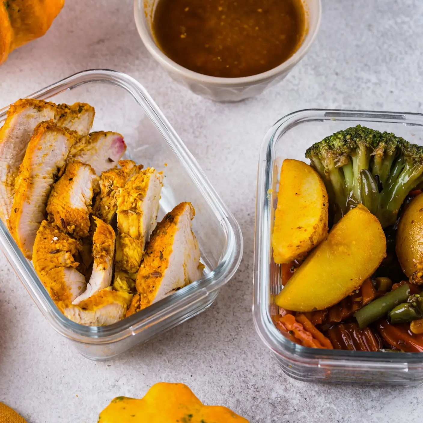 Glass Container Filled with Leftovers ready for a Second Meal