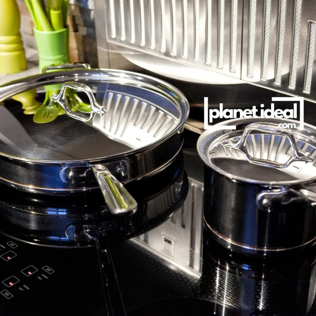 Modern kitchen with an induction cooktop and stainless steel