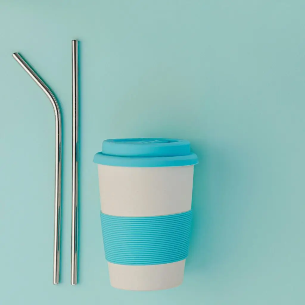 Reusable Coffee Cup and Metal Straws