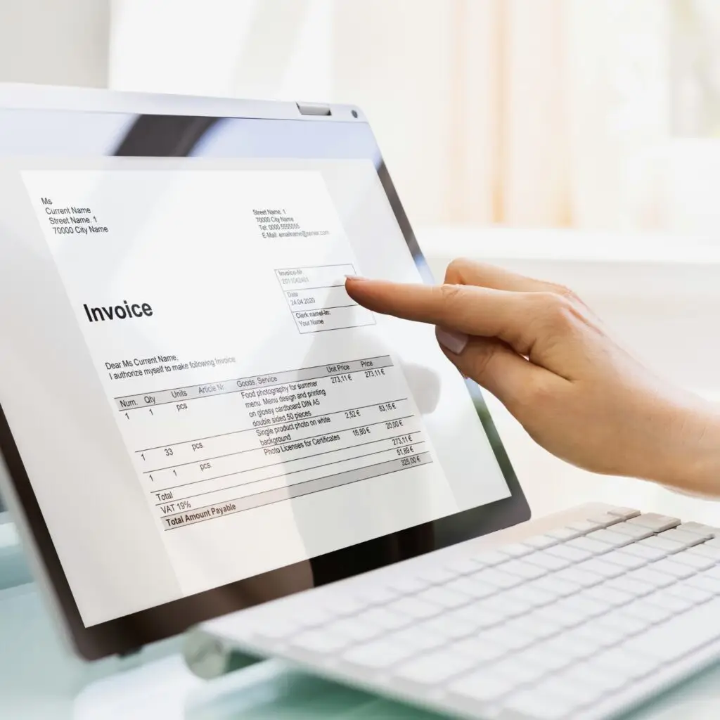 Reviewing a Bill on a Tablet to save on printing out an invoice