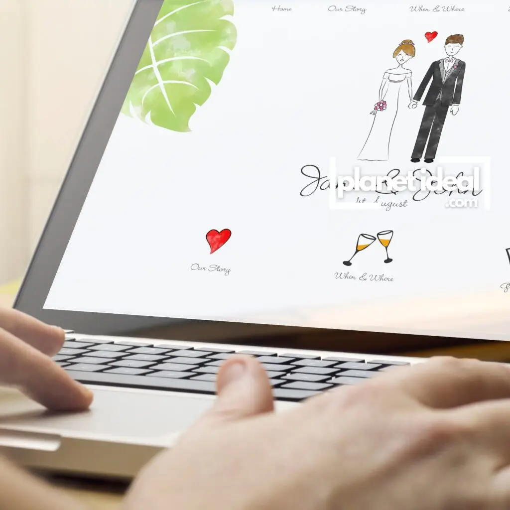 A beautifully designed digital invitation displayed on a laptop screen