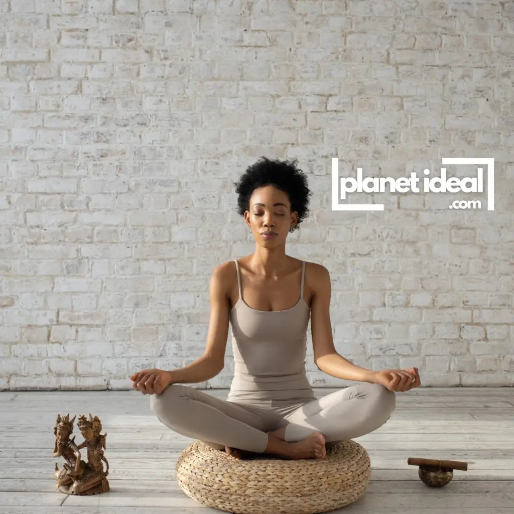 A cozy meditation corner featuring a natural fiber cushion