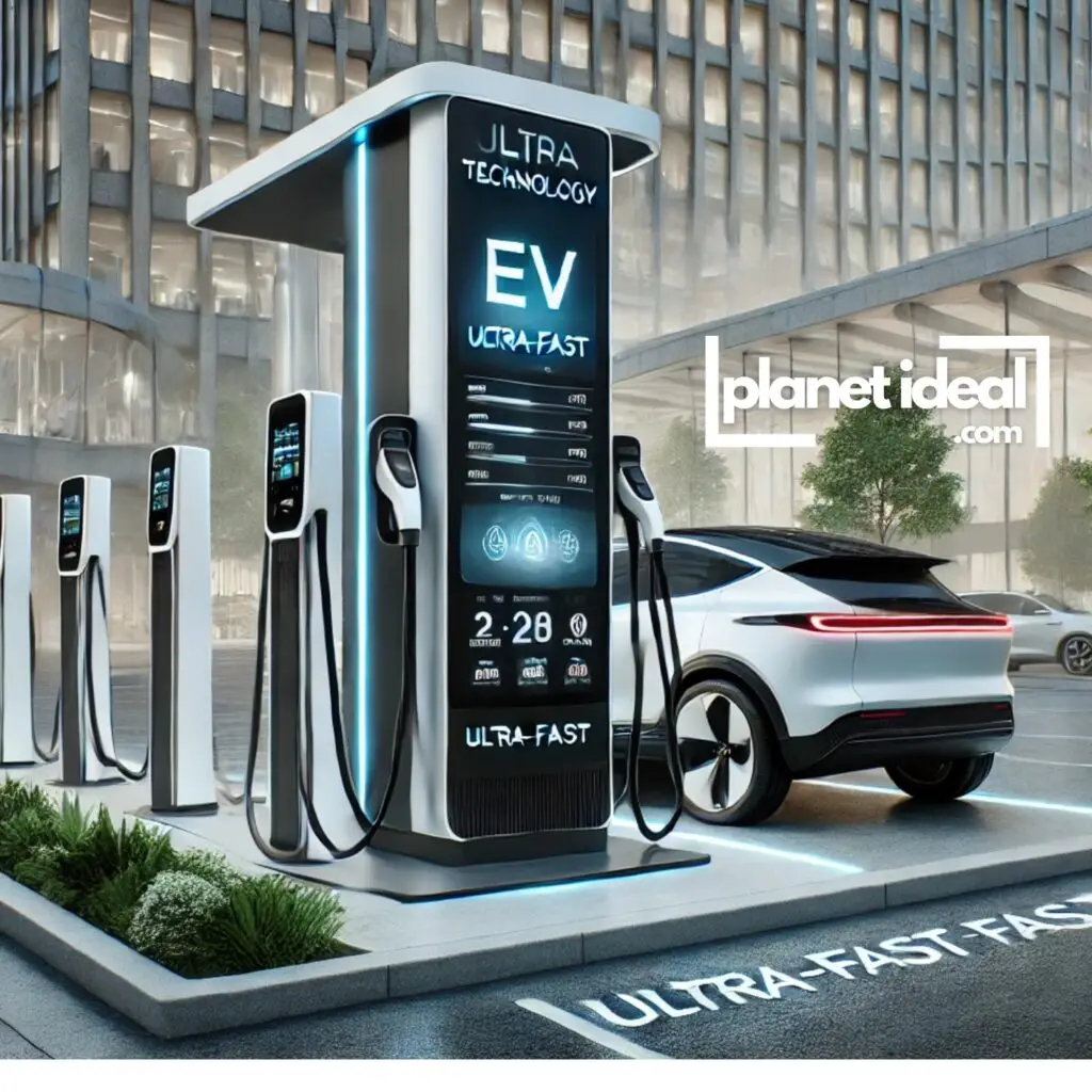 A prototype EV charging station with ultra-fast technology, showcasing the future of convenience.