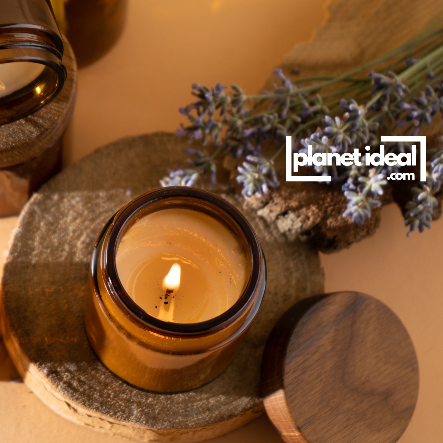 Homemade candles in glass jar, creating a cozy ambiance.