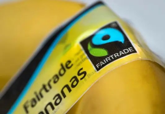 A Fair Trade Certified logo on a product, with a clear label about its origin and impact.