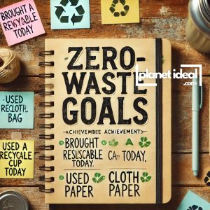 A journal with Zero-Waste Goals written on the cover