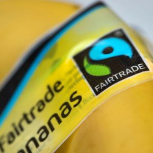 A Fair Trade Certified logo on a product, with a clear label about its origin and impact.